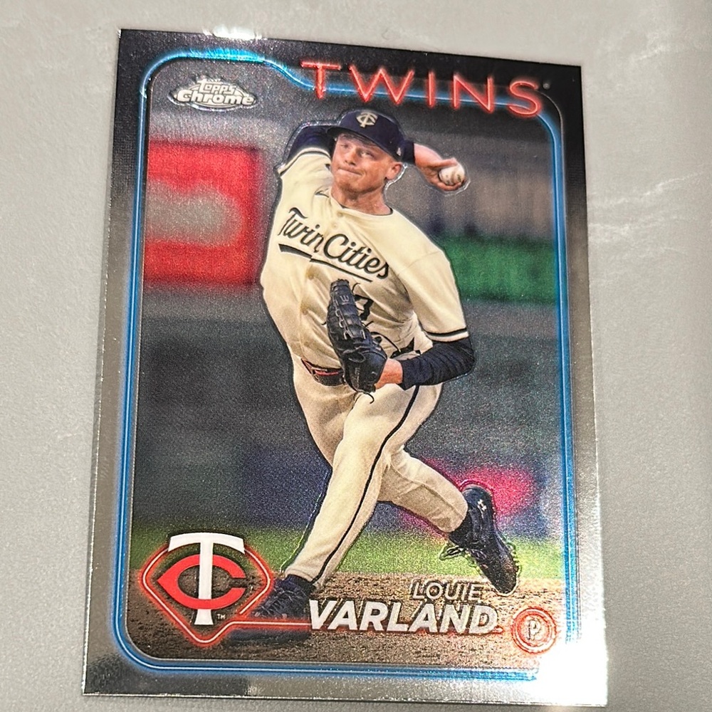 Topps Chrome Twins Pitcher Card with Blue and Red Accents